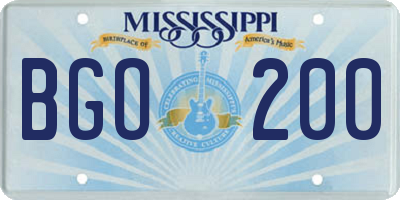 MS license plate BGO200