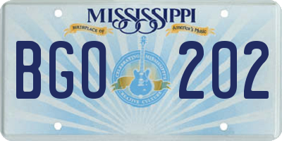 MS license plate BGO202