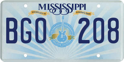 MS license plate BGO208