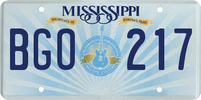 MS license plate BGO217