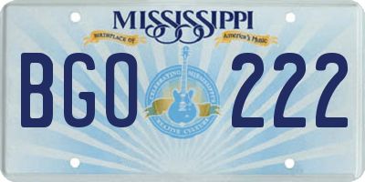 MS license plate BGO222