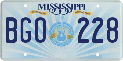 MS license plate BGO228