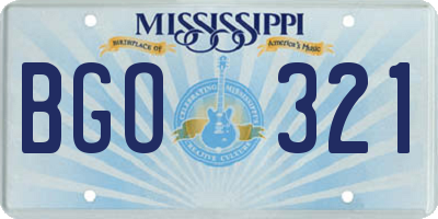 MS license plate BGO321