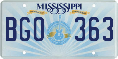 MS license plate BGO363