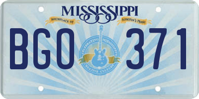 MS license plate BGO371
