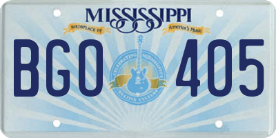 MS license plate BGO405