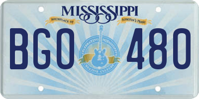 MS license plate BGO480