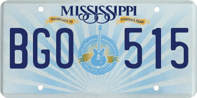 MS license plate BGO515