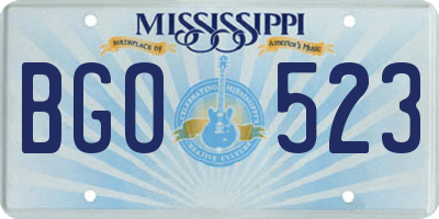 MS license plate BGO523