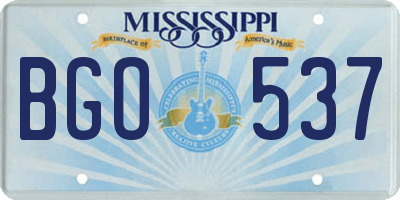 MS license plate BGO537