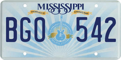 MS license plate BGO542