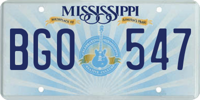 MS license plate BGO547