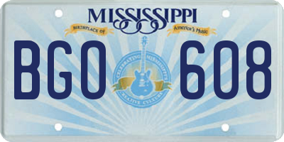 MS license plate BGO608