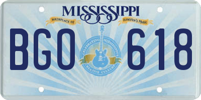 MS license plate BGO618