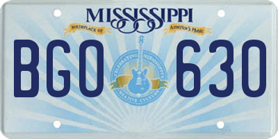 MS license plate BGO630