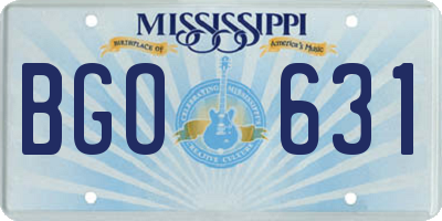MS license plate BGO631