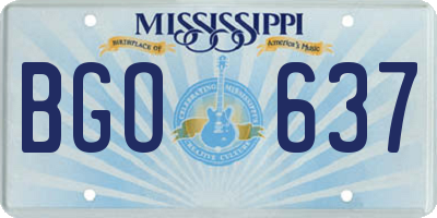 MS license plate BGO637