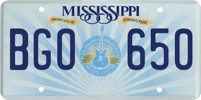 MS license plate BGO650