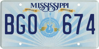 MS license plate BGO674