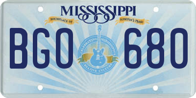 MS license plate BGO680