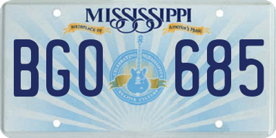 MS license plate BGO685
