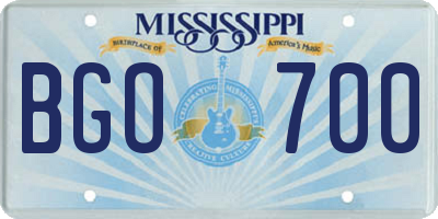 MS license plate BGO700