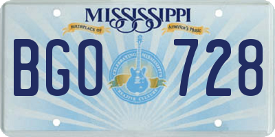 MS license plate BGO728