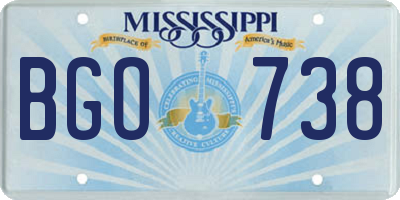 MS license plate BGO738