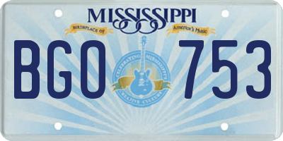 MS license plate BGO753