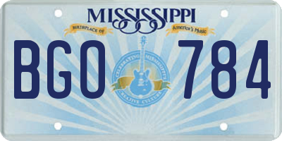MS license plate BGO784