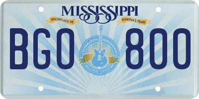 MS license plate BGO800