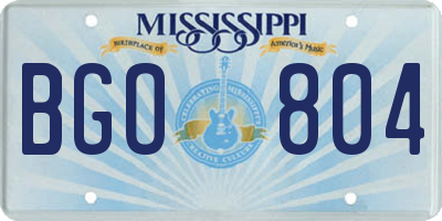 MS license plate BGO804