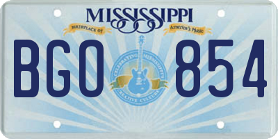 MS license plate BGO854