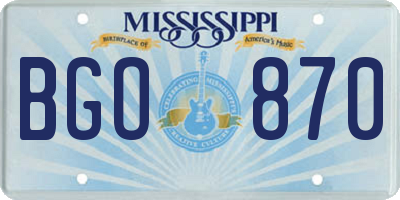MS license plate BGO870
