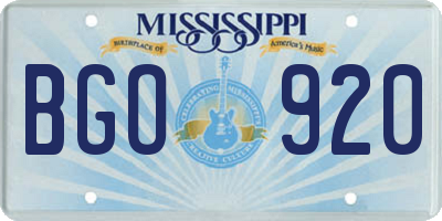 MS license plate BGO920