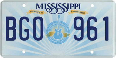 MS license plate BGO961