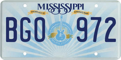 MS license plate BGO972