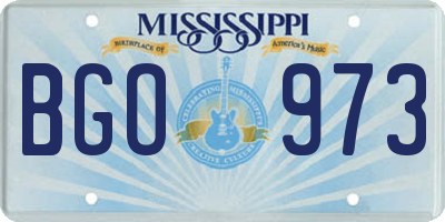 MS license plate BGO973