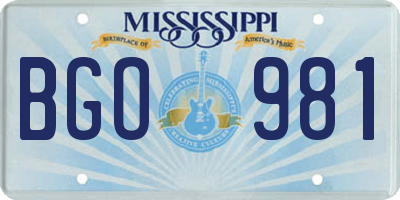 MS license plate BGO981