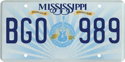 MS license plate BGO989