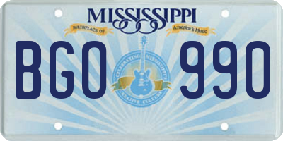 MS license plate BGO990