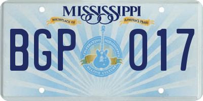 MS license plate BGP017