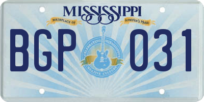MS license plate BGP031