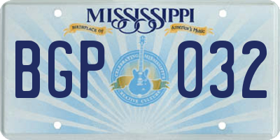 MS license plate BGP032