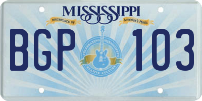MS license plate BGP103