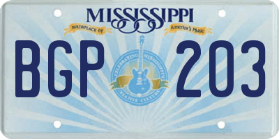 MS license plate BGP203