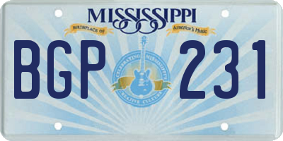 MS license plate BGP231