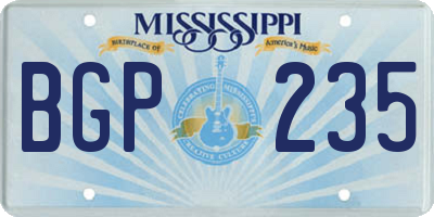 MS license plate BGP235