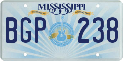 MS license plate BGP238