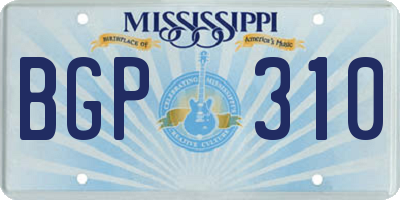 MS license plate BGP310